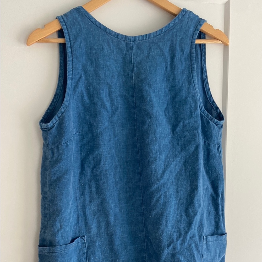 Blue Sleeveless indigo dyed handmade linen jumper by idunn made in NY.